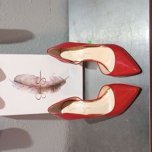 Women's high heel 3 in red slip-on